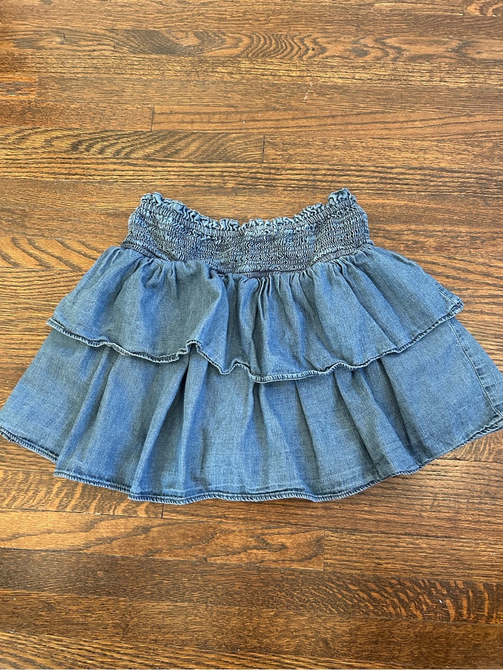 GAP Denim Ruffle Tiered Skater Skirt - Light Blue